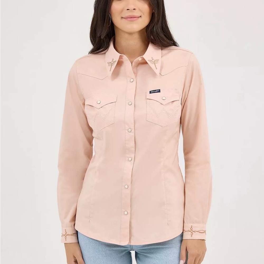 Wrangler Embroidered Collar Slim Snap Shirt